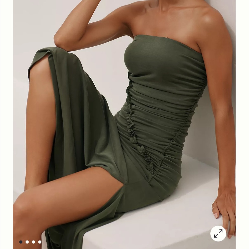 Anthropologie green gabby strapless dress